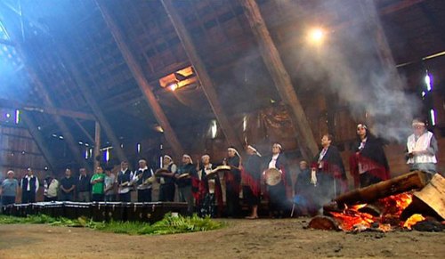 Inside the Tseycum Longhouse.  Click Image for etended video.
