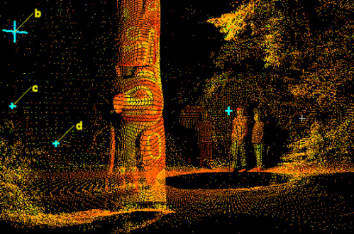 Lidar model merged with photograph to document carved pole, Sitka, Alaska.  Source: NPS.
