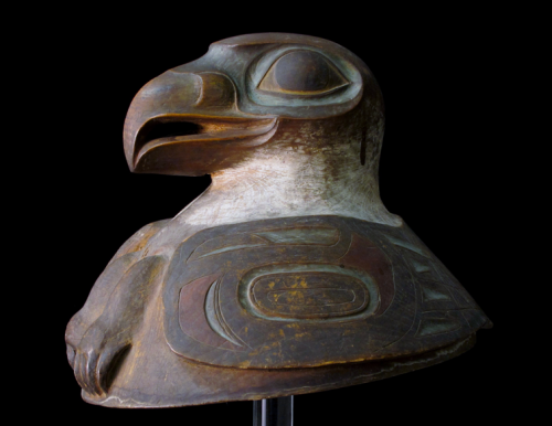 Tlingit war helmet recently rediscovred in Springfield Science Museum.  Source: SSM. 