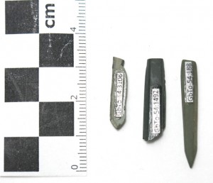 Miniature stone chisels or engravers from Prince Rupert.  Source: Millennia Research.