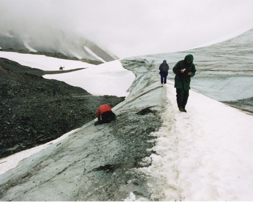 View of the glacial edge high in the Tatsenshini where Kwäday Dän Ts’ìnchi was found in 1999. 